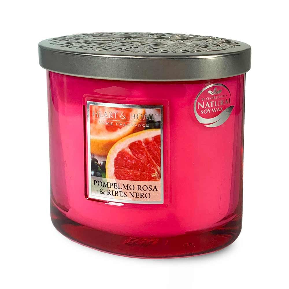 Heart & Home Candela Profumata in Cera di Soia Twin Ellipse Pompelmo e Ribes – 230g