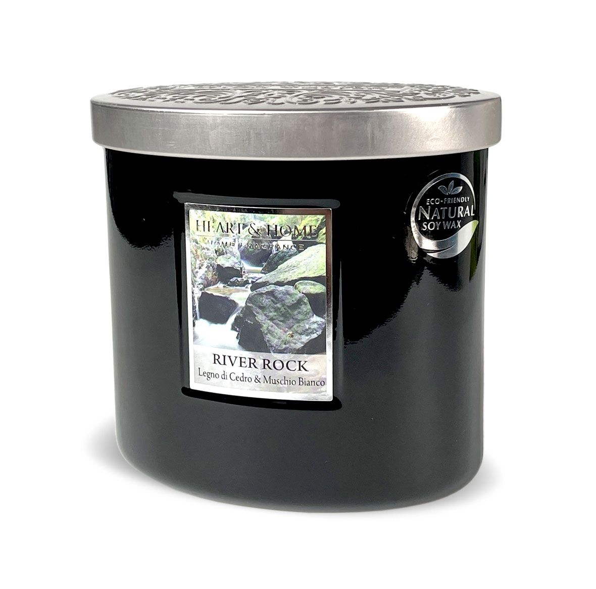 Heart & Home Candela Profumata in Cera di Soia Twin Ellipse River Rock – 230g