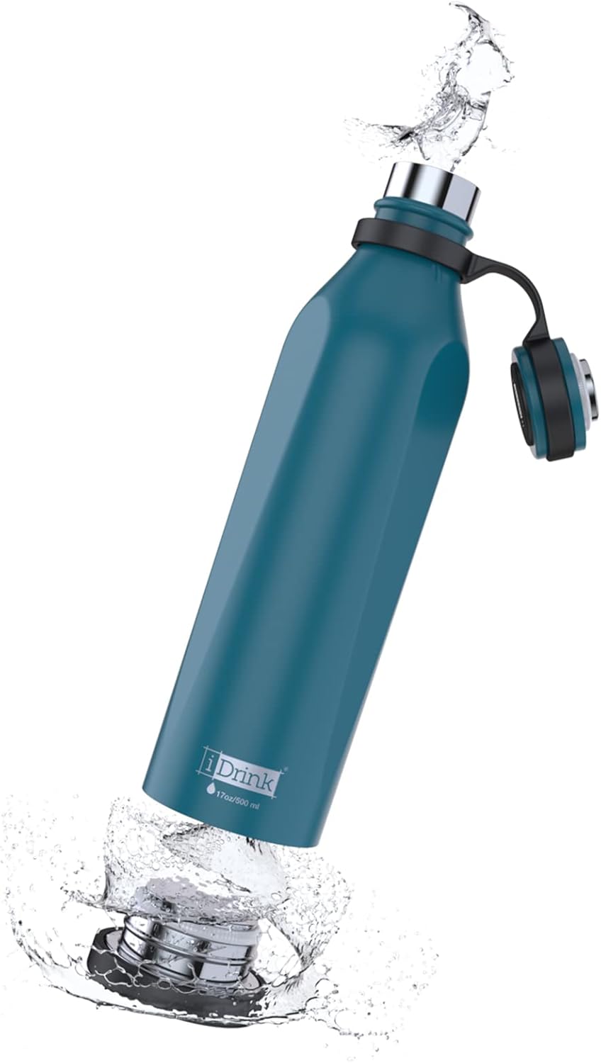I-Drink B-Evo Bottiglia Termica in Acciaio Inox – 500 ml con Fondo Apribile Brevettato