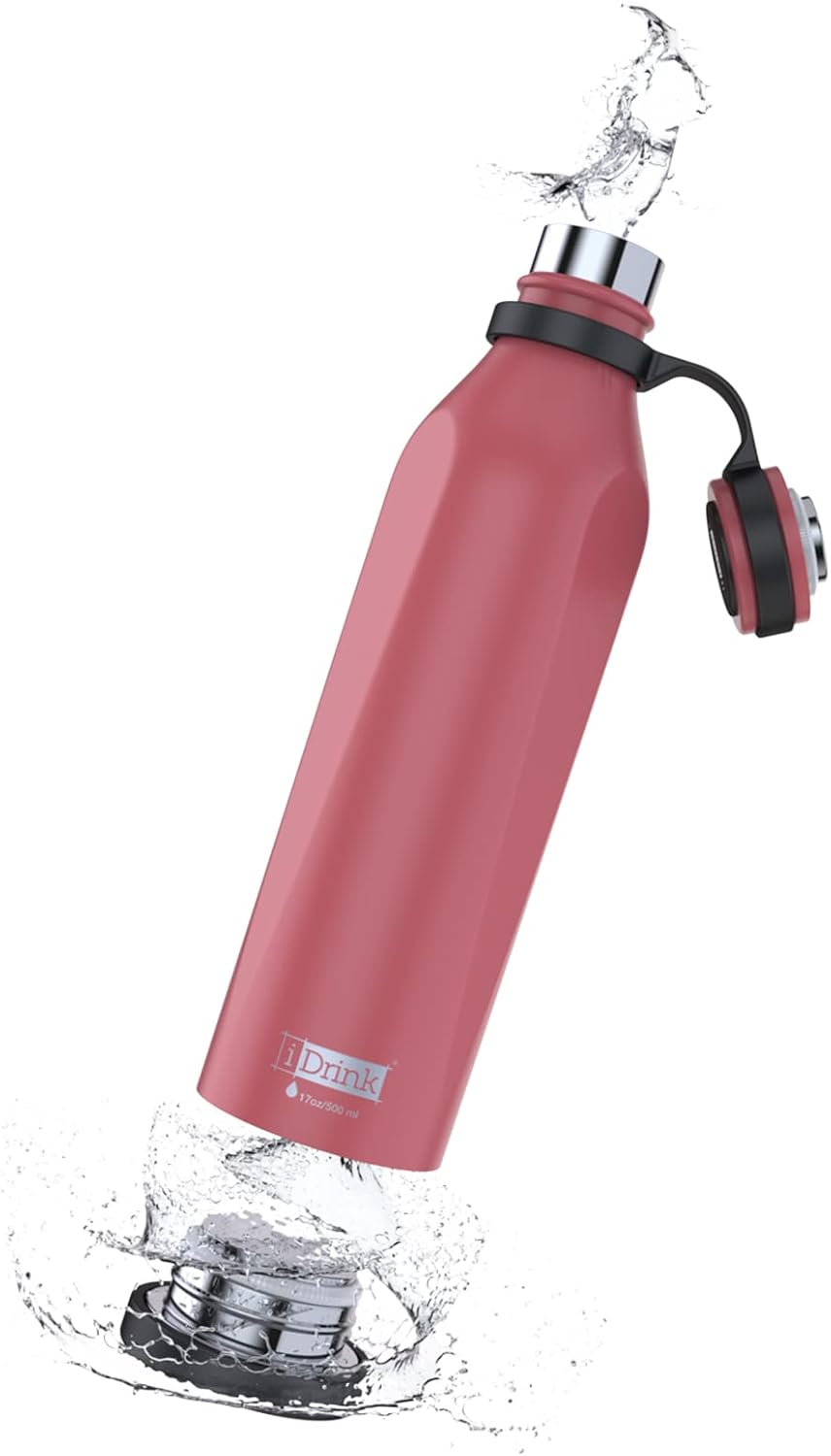 I-Drink B-Evo Bottiglia Termica in Acciaio Inox – 500 ml con Fondo Apribile Brevettato