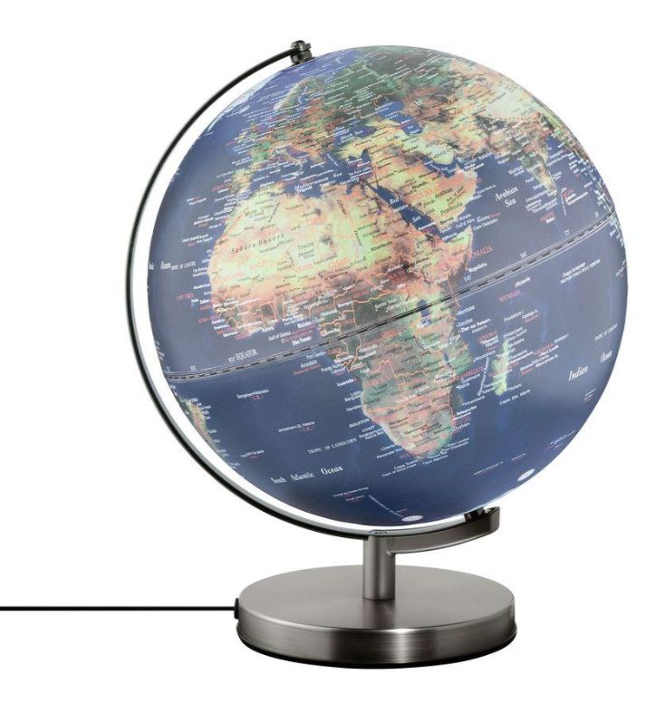 Troika Stellar Light Touch Mappamondo Luminoso LED – Diametro 30 cm con Base Cromata Touch