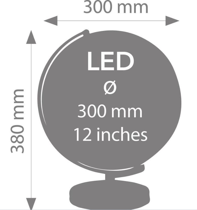 Troika Stellar Light Touch Mappamondo Luminoso LED – Diametro 30 cm con Base Cromata Touch