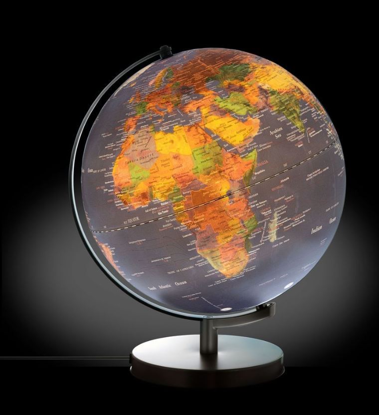 Troika Stellar Light Touch Mappamondo Luminoso LED – Diametro 30 cm con Base Cromata Touch