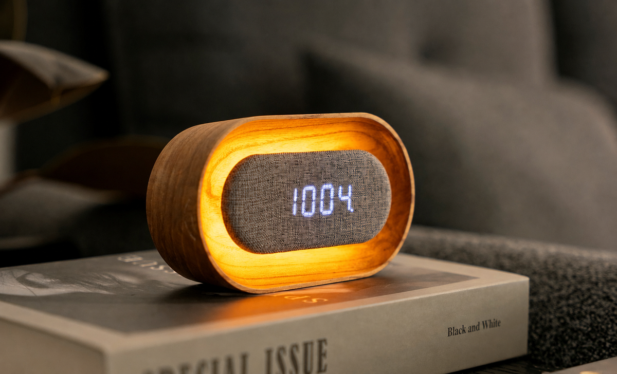 Gingko Design Lumos Clock – Sveglia Digitale e Lampada d'Atmosfera (Forma Ovale)