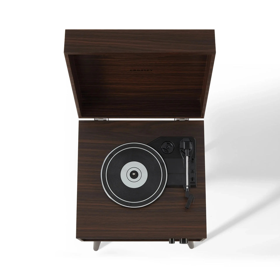 Crosley Jasper Giradischi con Gambe – Finitura Noce, Bluetooth In/Out e Casse Integrate