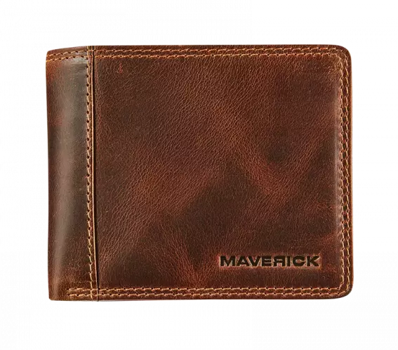 Maverick The Original – Portafoglio Bifold Compatto in Pelle con Protezione RFID e Portamonete
