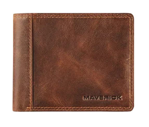 Maverick The Original – Portafoglio Bifold Compatto in Pelle con Zip Interna e Protezione RFID