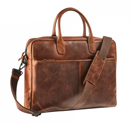 Maverick The Original – Borsa Lavoro da Uomo in Pelle Pieno Fiore con Scomparto Laptop 15.6"