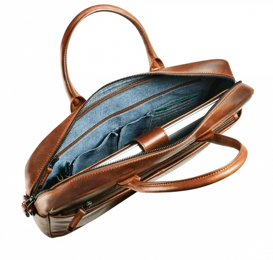Maverick The Original – Borsa Lavoro da Uomo in Pelle Pieno Fiore con Scomparto Laptop 15.6"