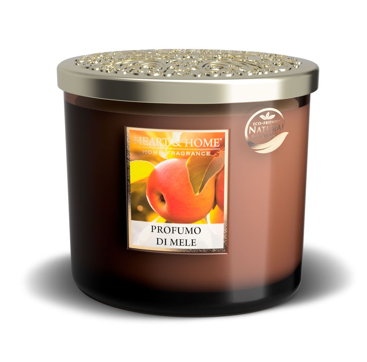 Heart & Home Candela Profumata in Cera di Soia Twin Ellipse Profumo di Mele – 230g