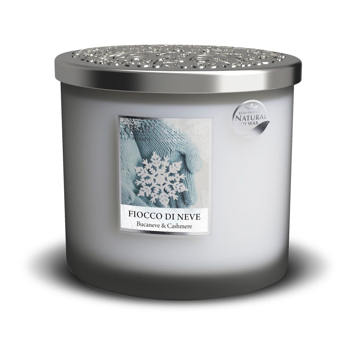 Heart & Home Candela Profumata in Cera di Soia Twin Ellipse Fiocchi di Neve – 230g