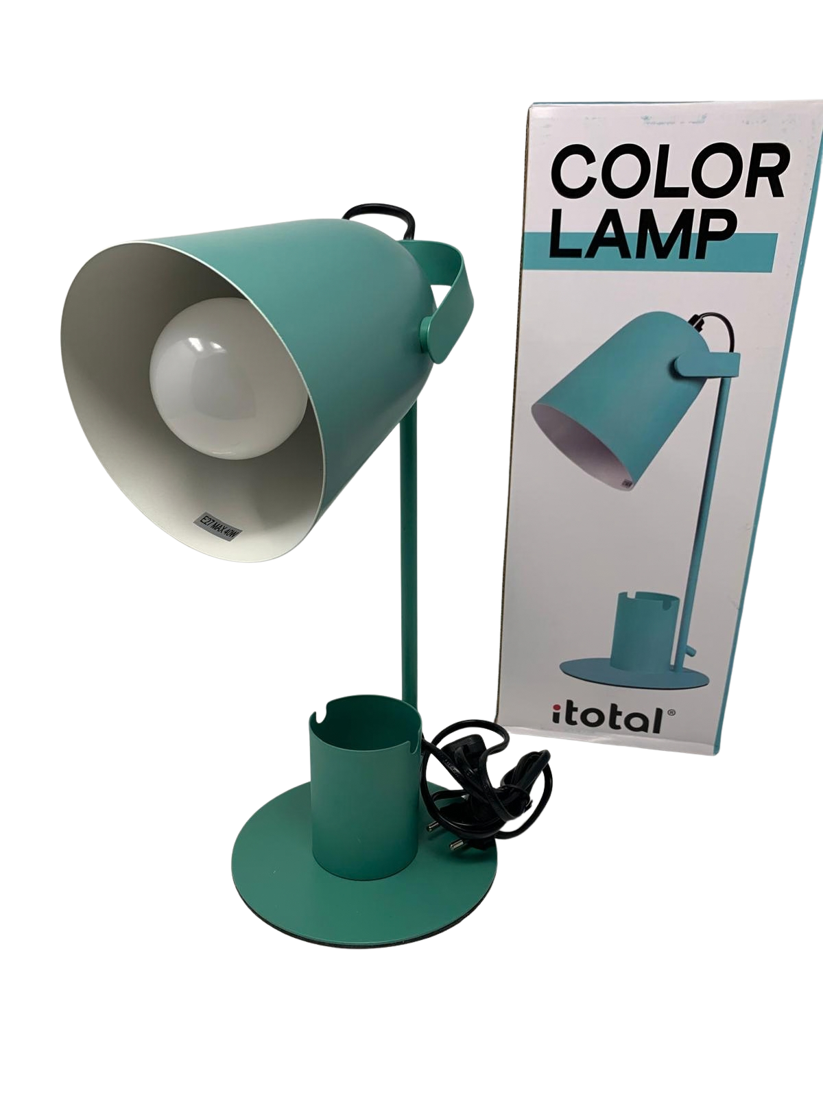 i-Total Color Lamp Lampada da Scrivania con Portapenne Integrato – Attacco E27, Braccio Flessibile.